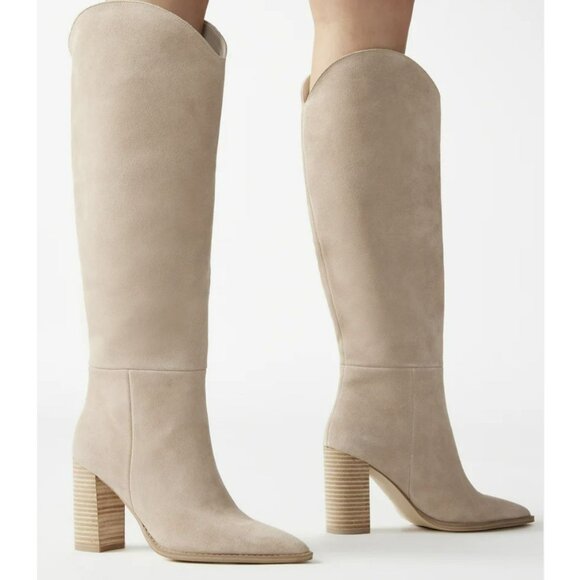 Steve Madden Shoes - Steve Madden Bixby Sand Suede Knee High Western Boots Size 5.5 NEW